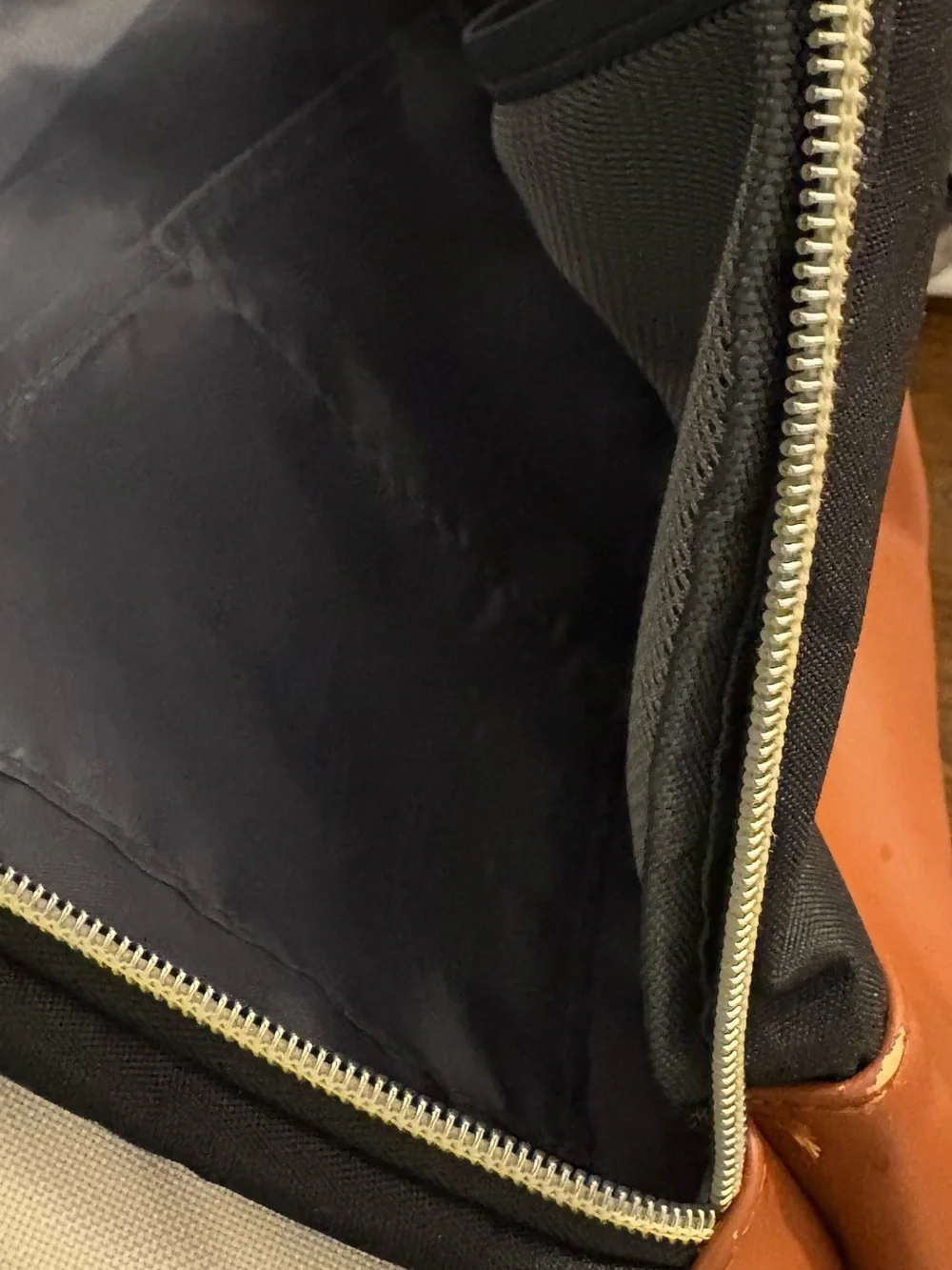 Lancaster Black and Cream Canvas Backpack with Brown Trim